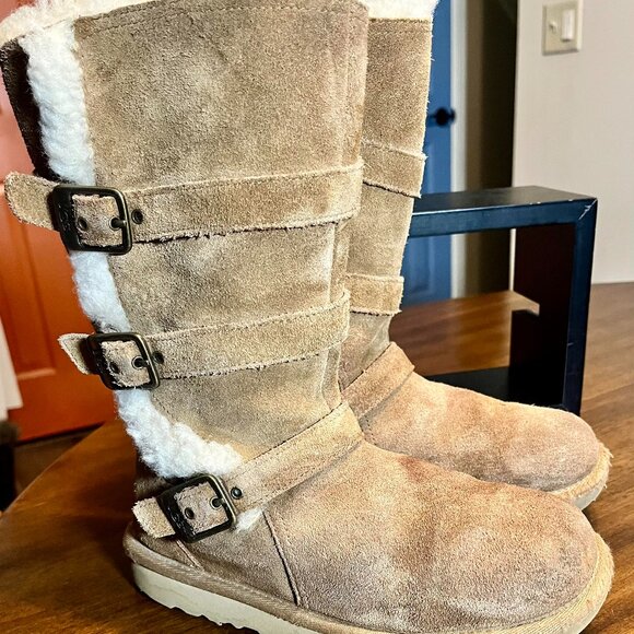 Girl's Tan UGG Australia Maddi II Boots Size 3 EU Size 35 Good Condition - Picture 1 of 6